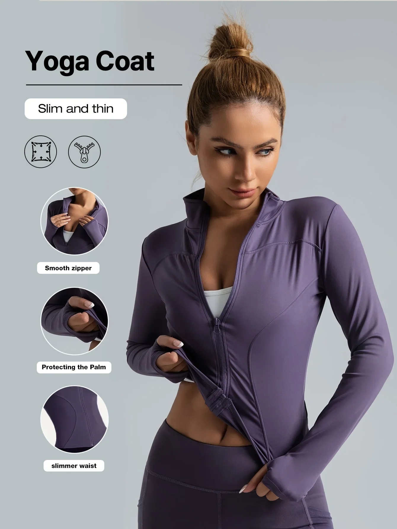 Seamless Sports Outerwear Yoga Coat Cropped Jacket for Gym Running High Waisted Moisture Wicking Workout Top with Coat Women - Image 17