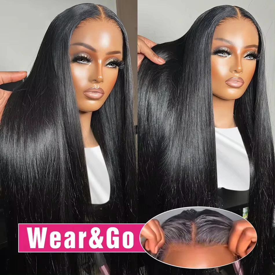 Glueless Wear and Go Bone Straight Lace Front Wigs 4x4 5x5 Pre-Cut Lace Wig Human Hair Ready To Wear Lace Closure Wig For Women - Image 3