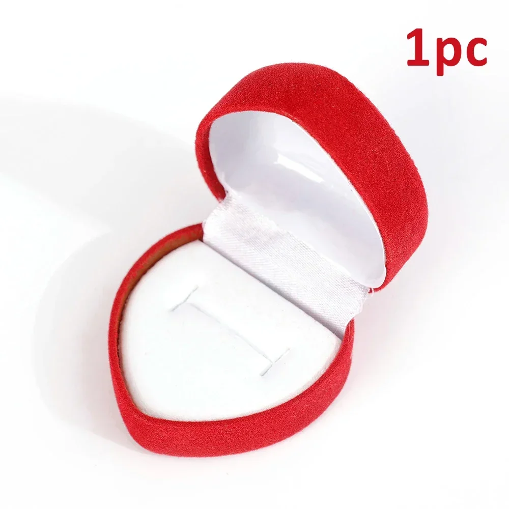 Flocking Red Heart Shape Ring Boxes Jewelry Earrings Display Cases Holder Gift Box Wedding Ring Box Counter Packaging Rings - Image 7