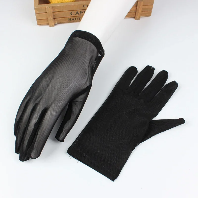 Women Summer Sexy Black Lace Gloves Mesh Hollow Breathable Sunscreen Short Paragraph Female High Elasticity Transparent Gloves - Image 7