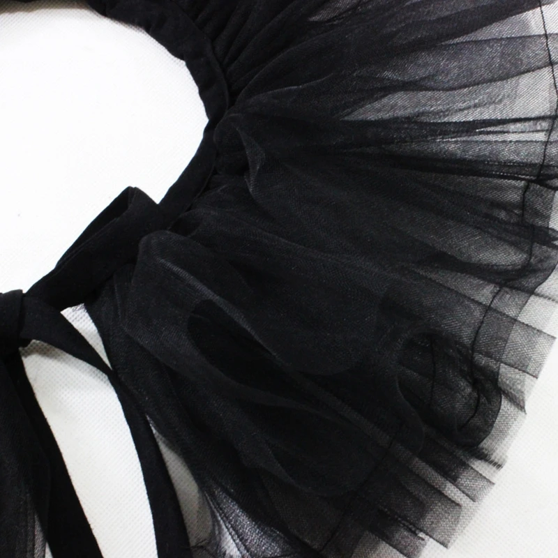 Women Victorian Ruffled Mesh Fake Collar Shawl Retro Layered Tulle Detachable Neck Ruff Decorative Clown Cosplay Choker - Image 4