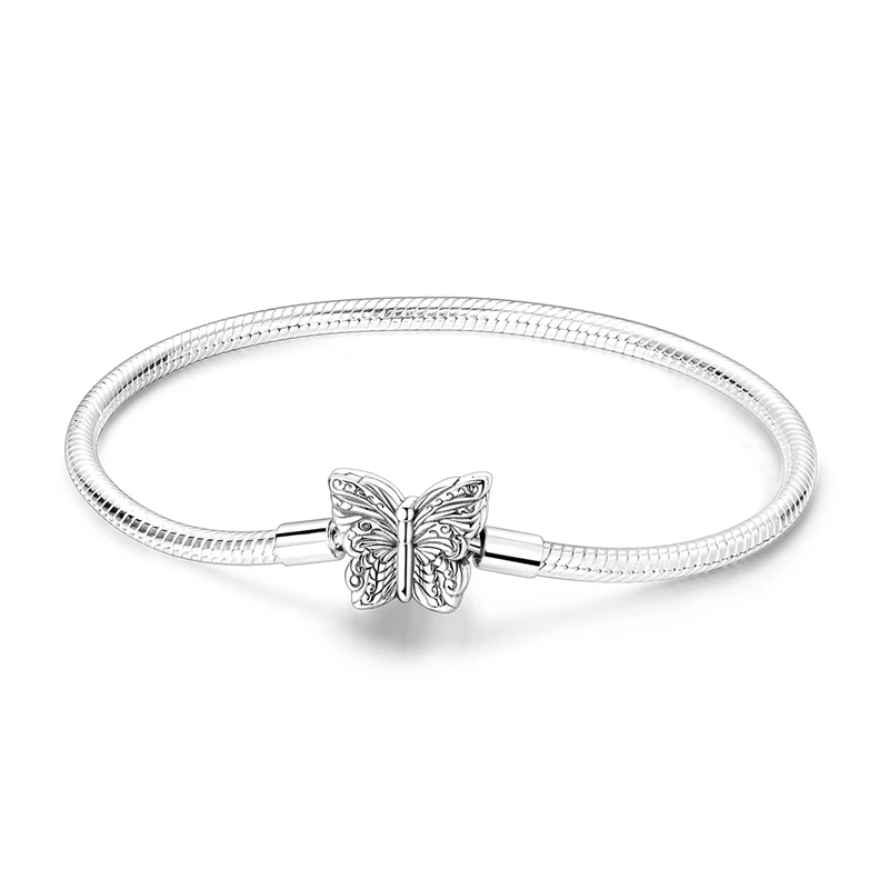 17-20CM Original 925 Sterling Silver Bracelets Clover Butterfly Cross Heart Bracelet Fit DIY Charms Beads Fashion Women Jewelry - Image 7