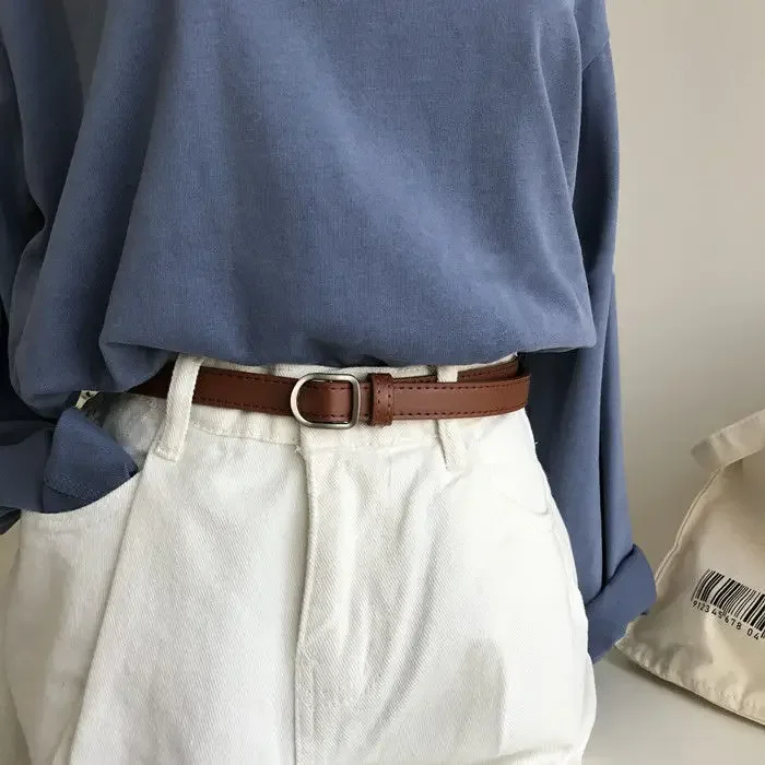 Luxury Leather Women Belts New PU Simple Metal Buckle Belt Girls Dress Jean Pants Waistband Belts for Lady Designer Brand - Image 8