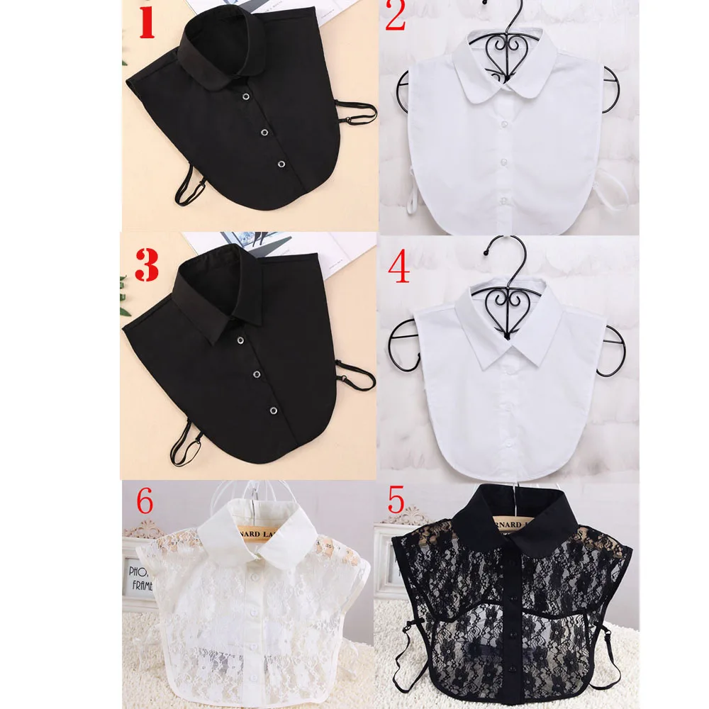White & Black Blouse Detachable Collars False Collar Solid Shirt Lace False Collar Women Clothes Accessories - Image 6