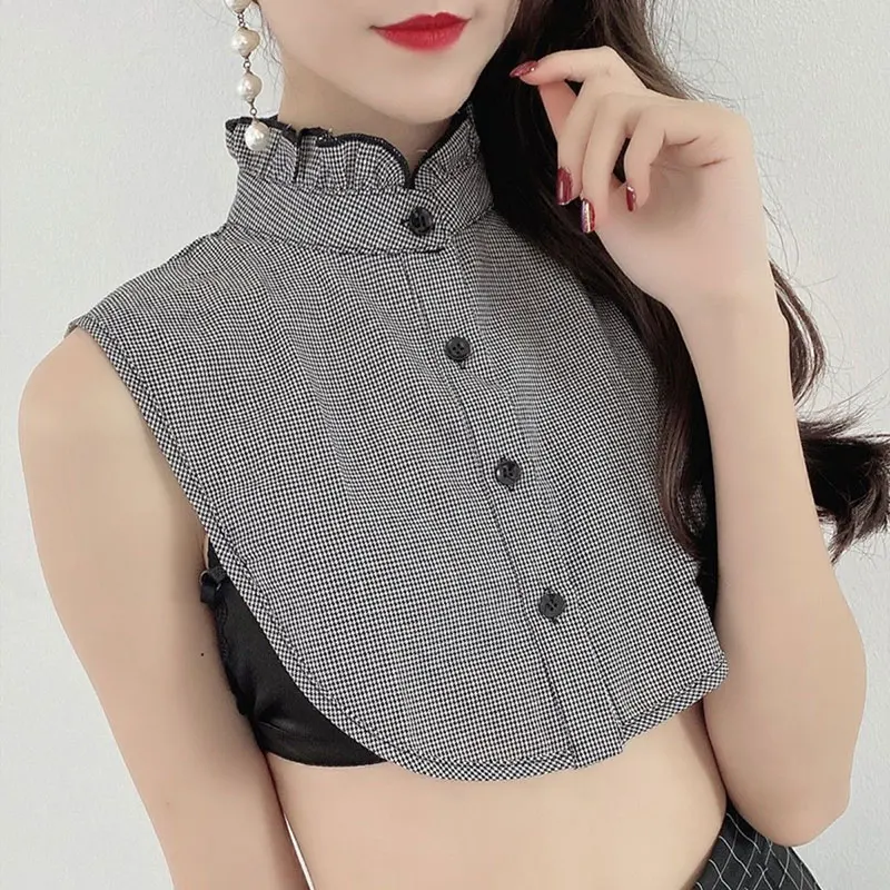 Cotton Fake Collar Classic Tartan Detachable Dickey Collar Half Shirts Blouse False Collar for Women Girls Outfits Accessory - Image 4