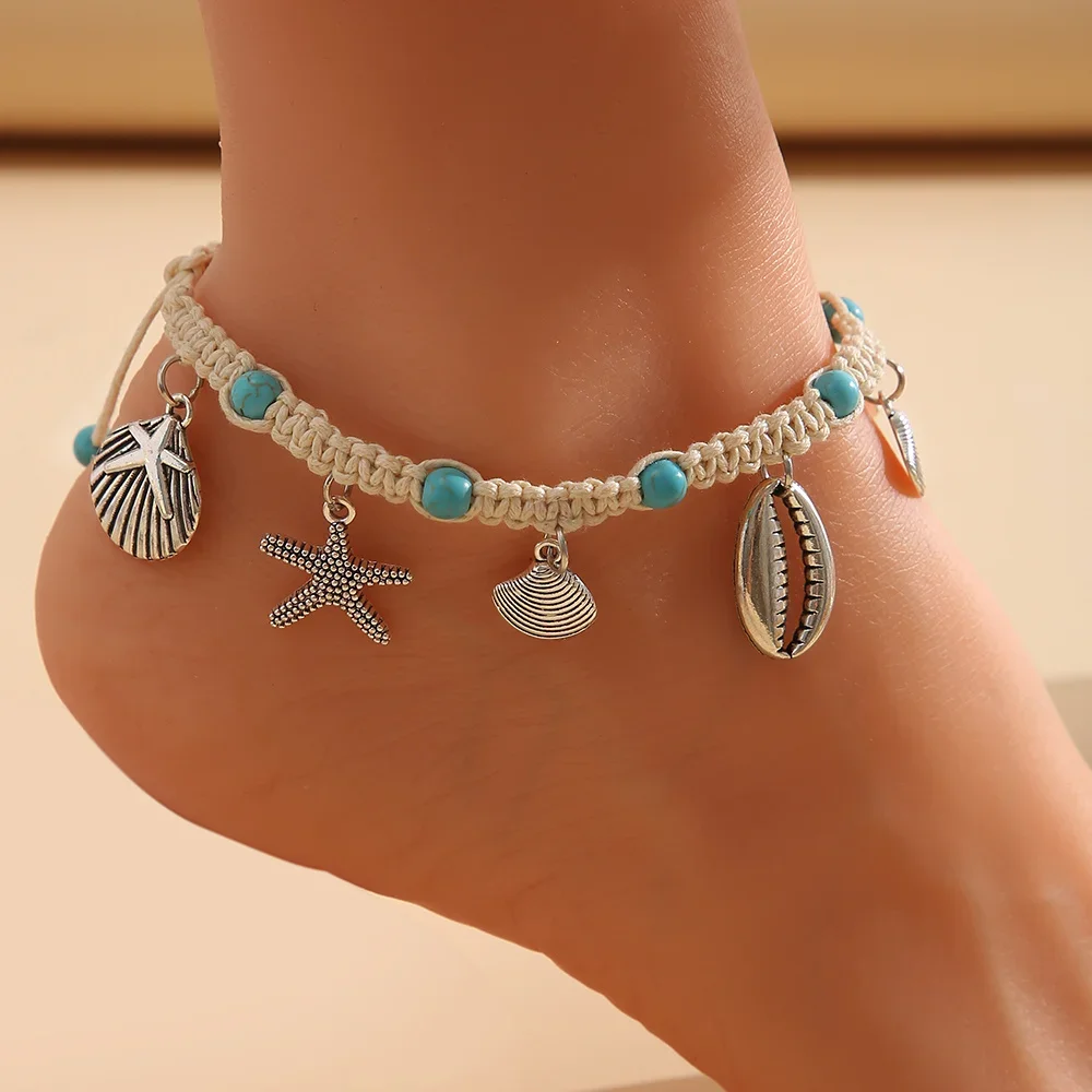 New Boho Shell Starfish Anklets for Women Fashion Tortoise Ankle Bracelet on Leg Barefoot Handcraft Chain Summer Beach Jewelry - Image 4