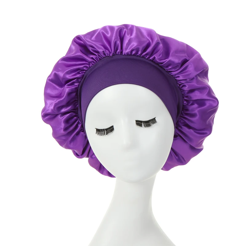 2PCS Milk Imitation Silk Wide Brim Satin Cloth Women's Hair Hat Bonnet Elastic Band Headwear bonnets for women - Image 25