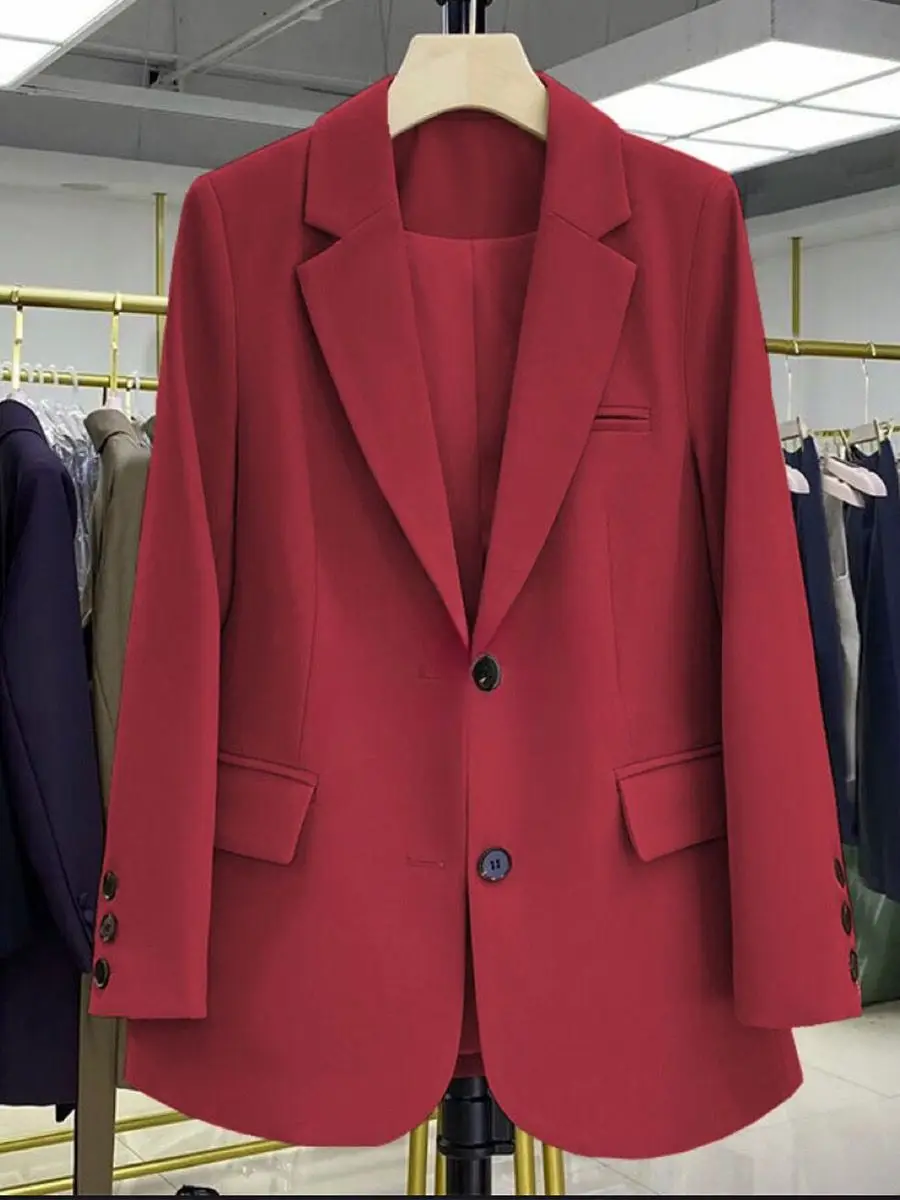 2024 New Red Suit Coat Women's Korean Style Loose Single Breasted Blazers Office Female Temperament Blazers Jacket Outwear Tops - Image 23