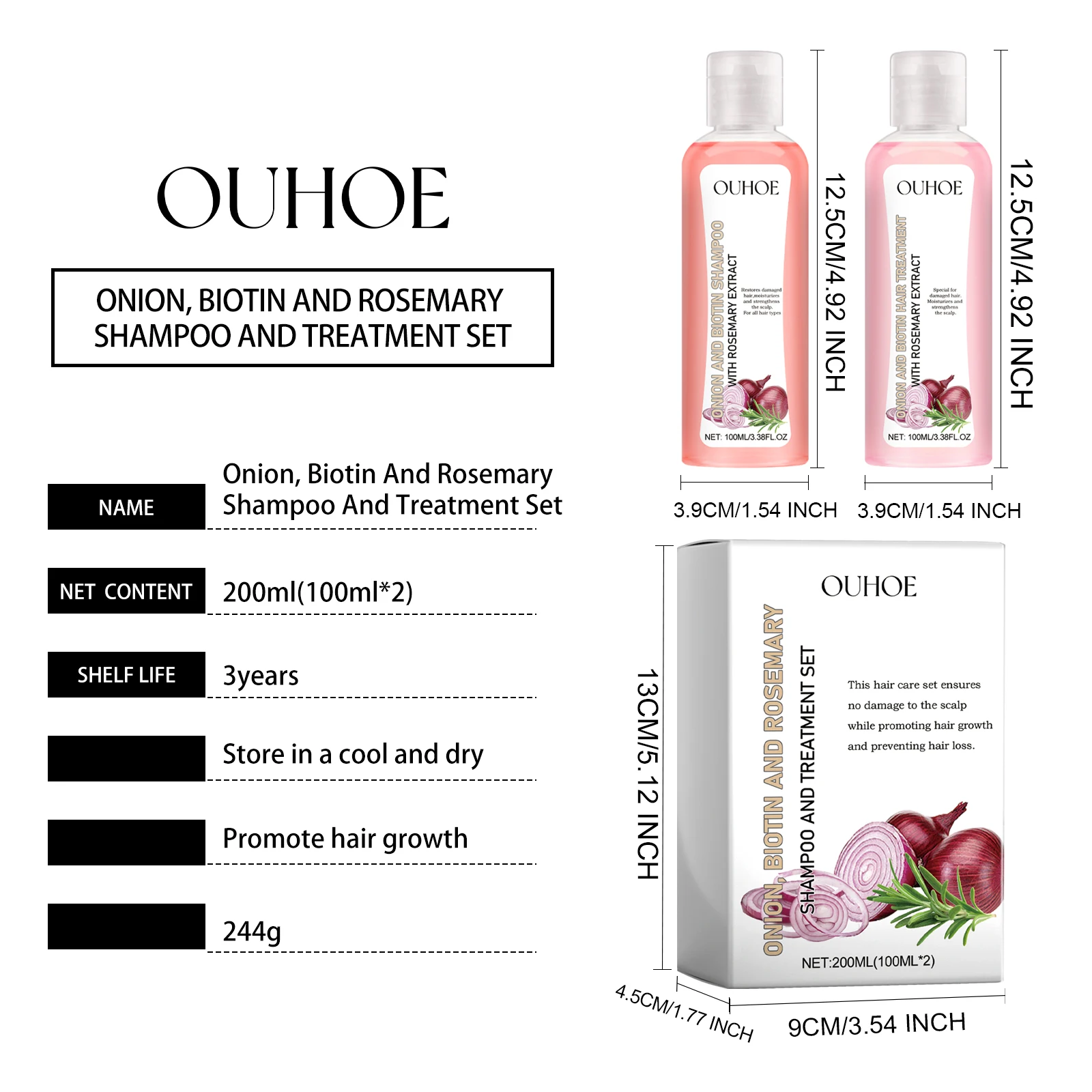 Biotin Rosemary Shampoo Care Set Shampoo Conditioner For All Hair Types Hair Shampoo Paraben Free Healthy Hair Care Gift - Image 9