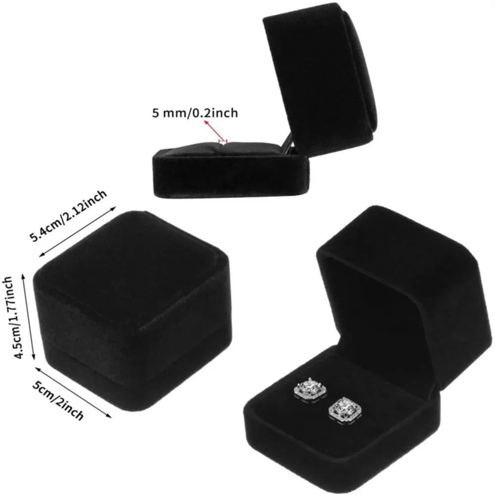 Square Engagement Velvet Earring Ring Packaging Box Jewelry Organizer Valentine Day Gift Case Ring Display Storage Wholesale - Image 6