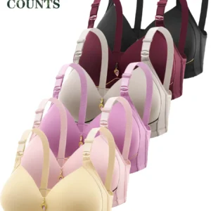 6Pcs Simple, Comfortable, Breathable, Wire-Free Push-Up Bra for Women, Color-Blocked Seamless Bra, Pure Color Normcore Intimates