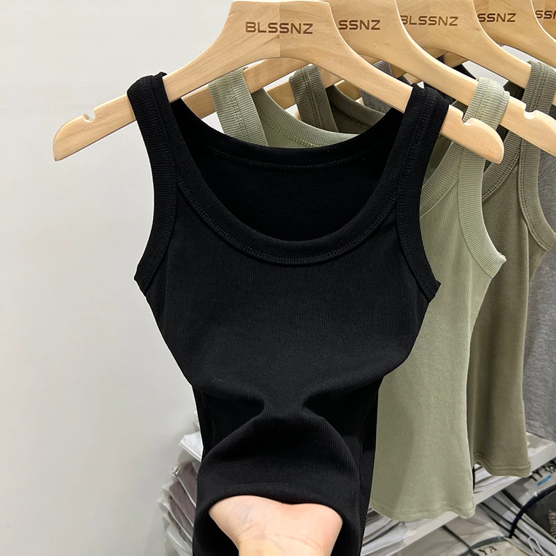 zjaiss Women Solid Round Neck Ribbed Tank Top Camisole Women 2025 Summer Basic Elastic Tank Top O Neck Solid Tank Top - Image 10