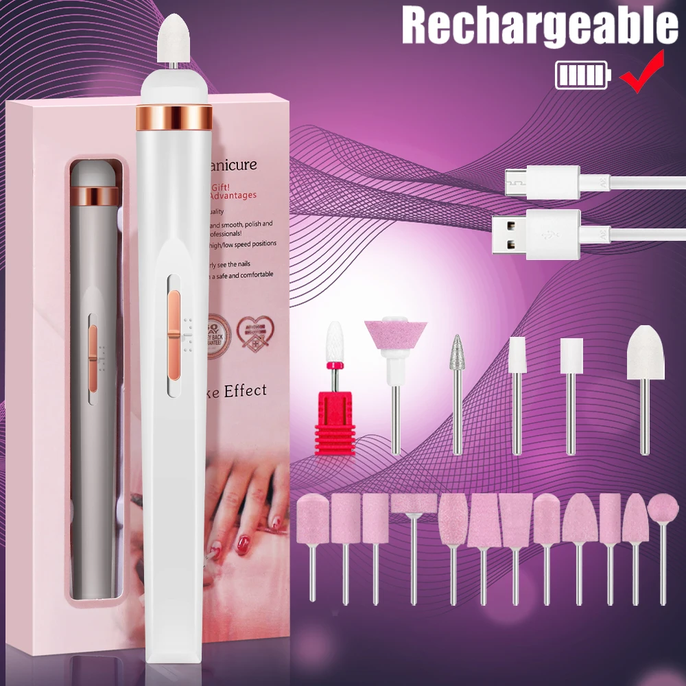 YIKOOLIN 5 in 1 Electric Nail Polish Drill Machine USB Charge Portable Manicure Set Exfoliation and Polishing for Nail Salon - Image 13