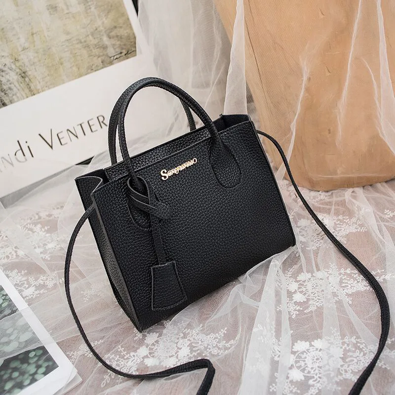 Solid Color Lychee Grain Ladies Handbags Single-shoulder Crossbody Handheld Triple-use Satchel Portable Leisure Bag - Image 8
