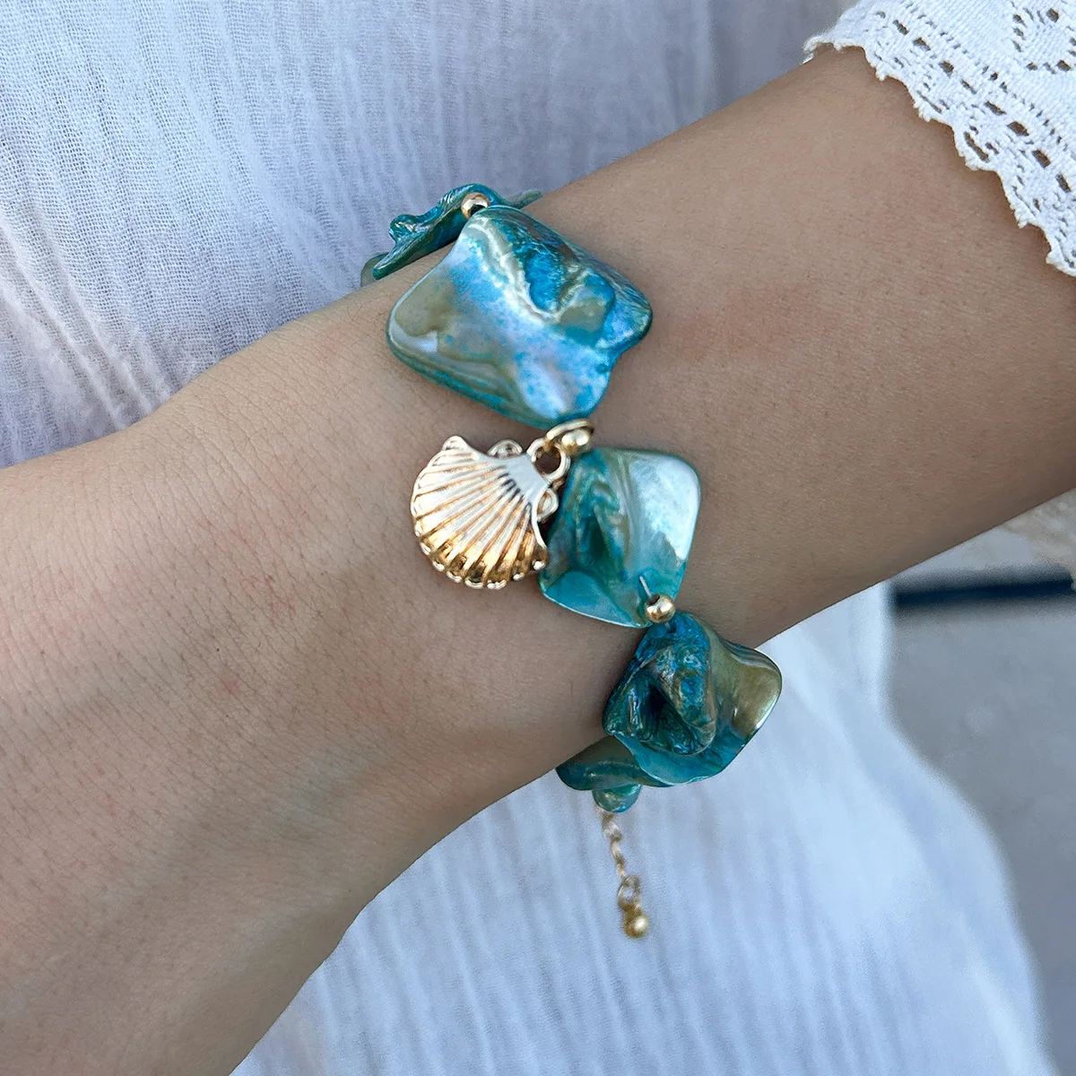 Retro Starfish White Shell Conch Pendant Necklace Women 2024 Simple Creative Colorful Stones Hand Woven beach Jewelry Girls - Image 25
