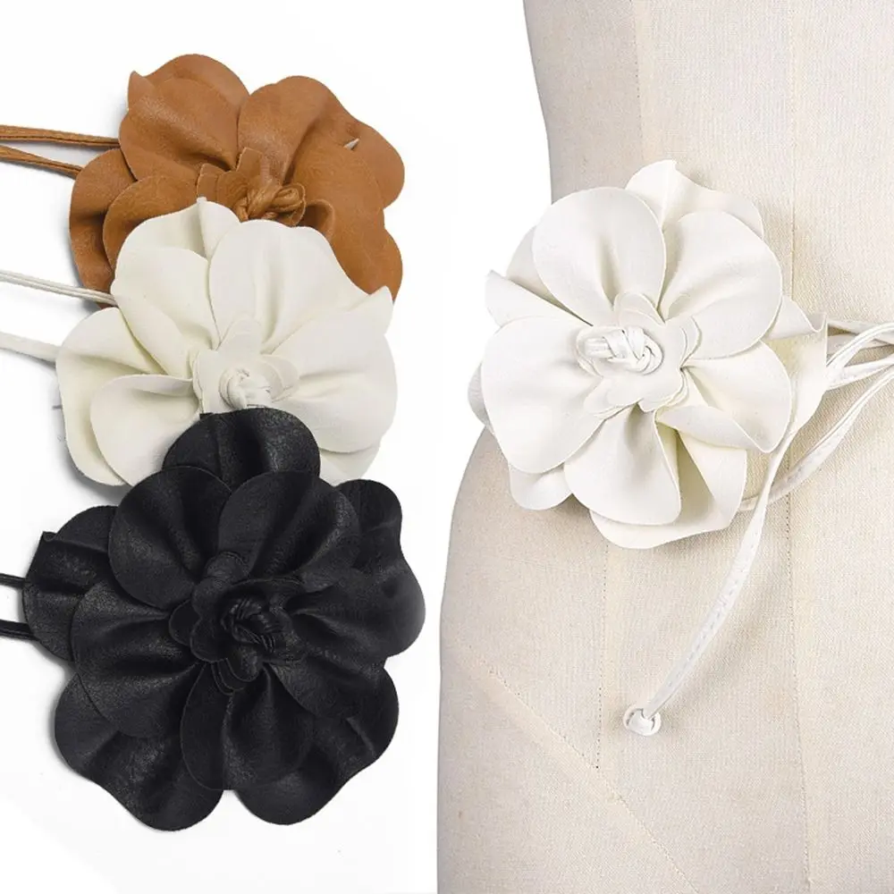 PU Leather Flower Rope Belts Luxury DIY Woven Waistband Strap Decorative Waist Braid Tie For Skirts Jeans Dress Clothes Fashion - Image 2