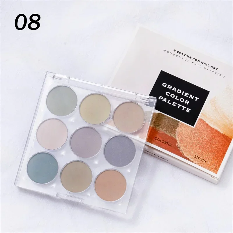 HNDO New Spring Summer 9 in 1 Case Solid Powder Gradient Powder Nail Glitter for Nail Art Decor Manicure Design Pigment Dust - Image 12