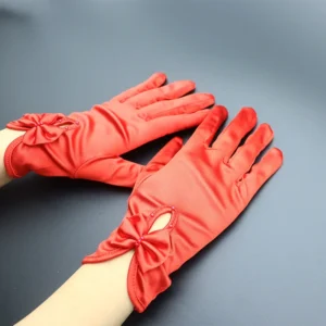 Fashion Women's Summer Gloves Sexy and Elegant Bow Short Satin Elastic Gloves Women's Sunscreen Gloves