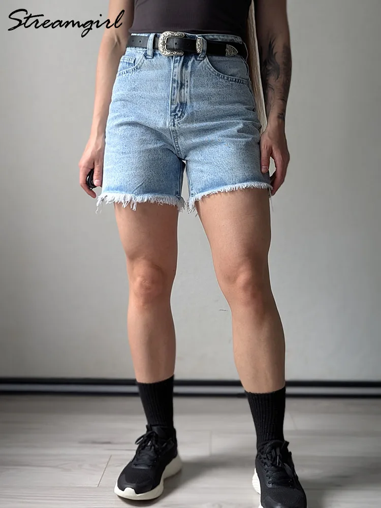 Streamgirl Blue Women's Denim Shorts Summer High Waist Casual Chic Loose Jean Shorts For Women Summer 2025 Denim Short Femme - Image 3
