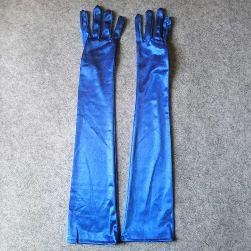 Women Long Solid Satin Soft Multicolor Ceremonial Gloves Drive Ride Dance Performance Sunscreen Cosplay Elasticity - Image 4