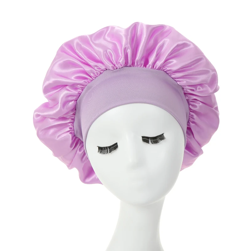 2PCS Milk Imitation Silk Wide Brim Satin Cloth Women's Hair Hat Bonnet Elastic Band Headwear bonnets for women - Image 24
