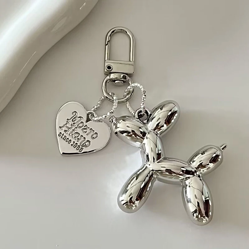 2024 Cute 3D Star Balloon Dog Keychain for Car Keys Iphone Accessories Trendy Heart Keyring Women Handbag Bag Pendant Key Chains - Image 4