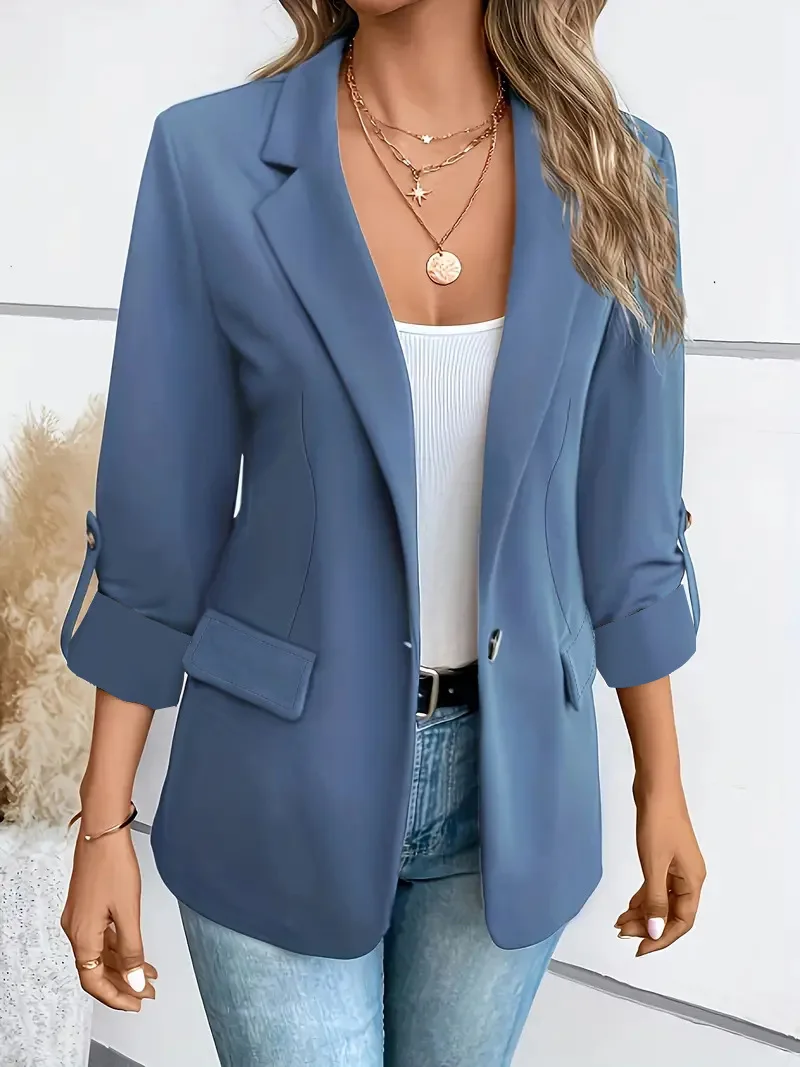 New Women's Blazers Long-sleeved Cardigan Single Button Simple Office Suit Top Commuting Fashion Versatile Basic Coats - Image 9
