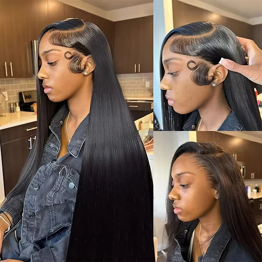 Bone Straight 13x4 Lace Frontal Wig For Women 5x5 Glueless Invisi-Drawstring Black Human Hair Wigs 360 Full Lace Wig Human Hair - Image 2