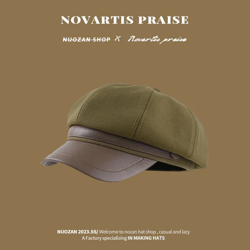 Panama Autumn and Winter Women's Warm Duck Tongue Beret Elegant Artistic Painter Octagonal Hat Cap H204 - Image 7
