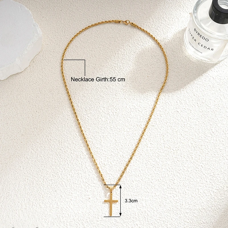 New Stainless Steel Cross Pendant Necklace for Men Women Minimalist Gold Color Jewelry Male Female Necklaces Chokers Gifts 2024 - Image 6