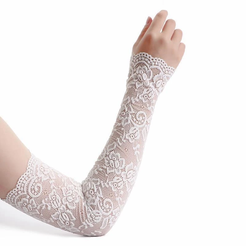 1Pair Sexy Lace Flowers Sunscreen Arm Sleeve for Women Summer Driving UV Protection Gloves Elegant Long Fingerless Arm Sleeve - Image 7