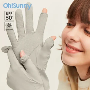 OhSunny UV Protection Golf Gloves Women Summer Touch Screen Sunscreen CoolChill Breathable Fingerless Mitten for Driving Cycling