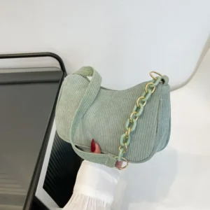 Korean Fashion Vintage Handbags Women Summer Corduroy Underarm Bag Zipper Shoulder Small Bags Female Soft Casual Clutch Handbag