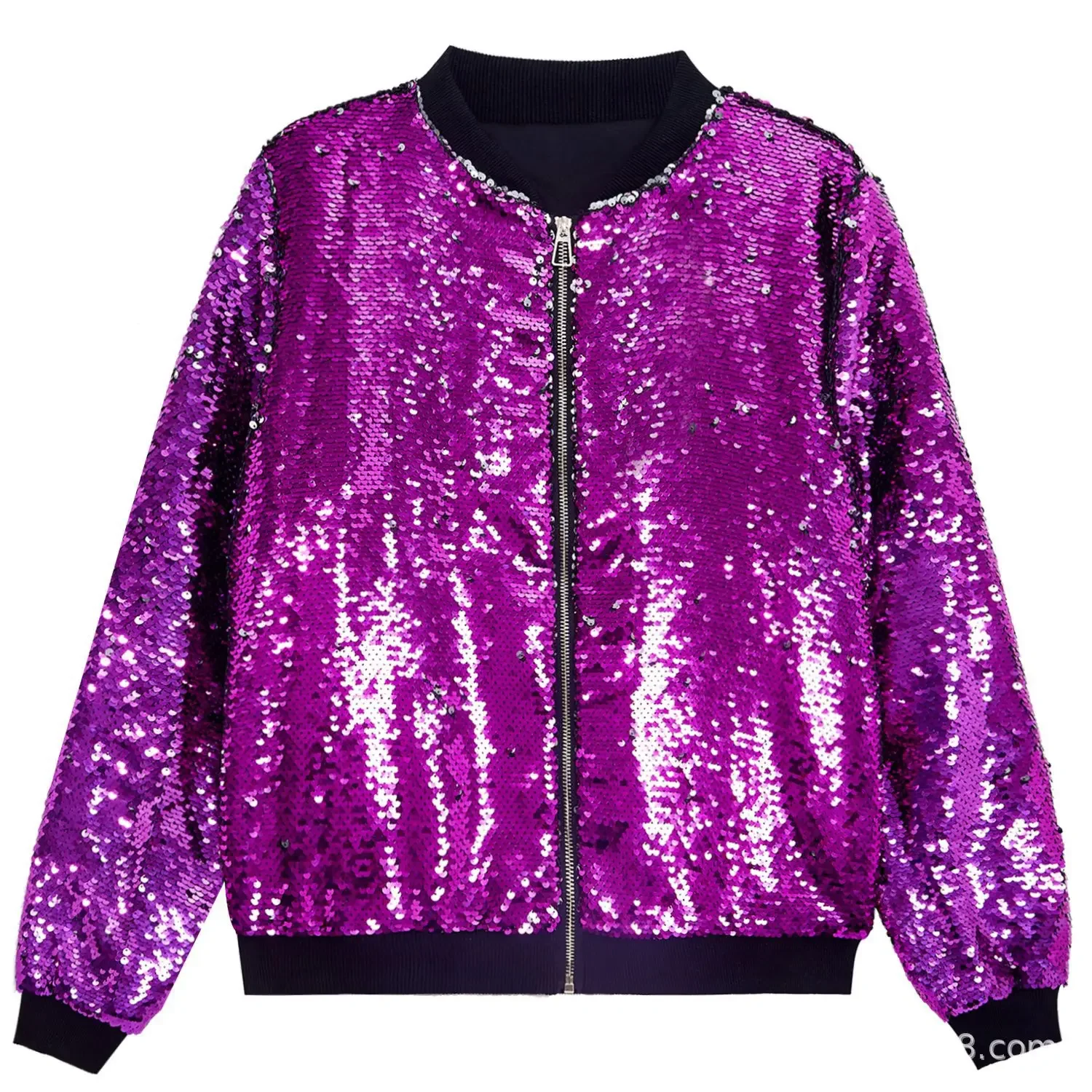 2025 New Europe and USA Party Flip Color Sequined Jackets for Women, Fashion Casual Shiny Loose Concert Hooded Baseball Jackets - Image 21