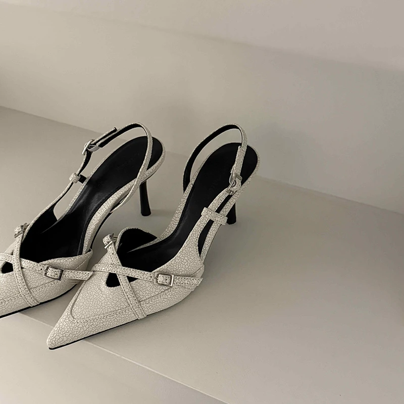 Street Style Pointed Toe Women Muels Sandals Design Style High Heels Banquet Party Dress Sandalias Shoes - Image 2