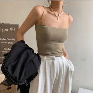 Top Female Sexy Bras Spaghetti Strap Crop Tops Fashion Camisole Wirefree Brassiere Seamless Underwear Top  Tank Top