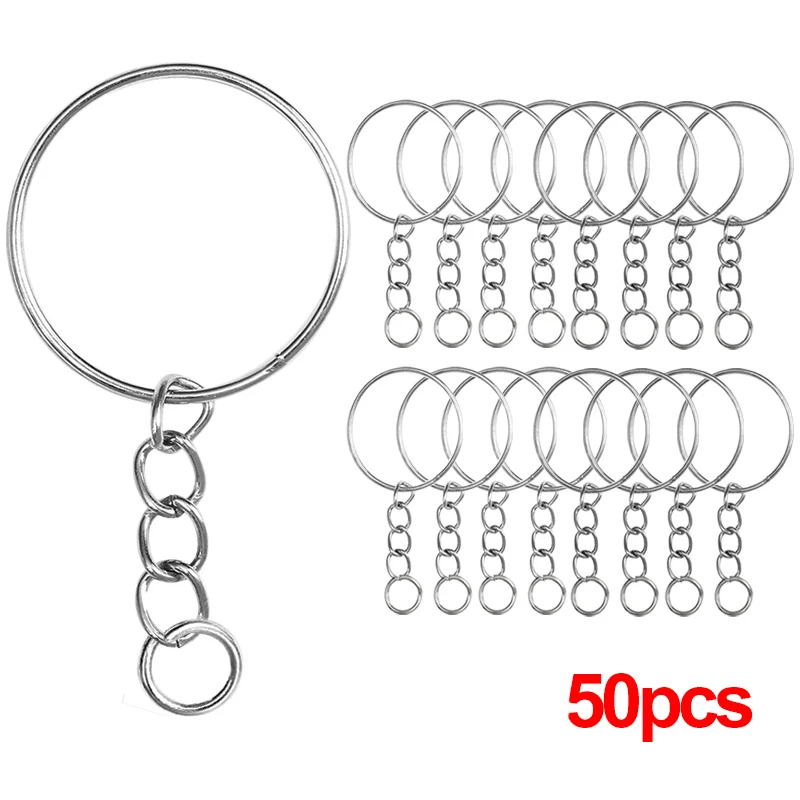 20/100pcs Metal Blank Keyring Keychain Split Rings Keyfob Key Rings Lobster Clasp Key Chain Key Pendant Stainless Steel Rings - Image 7