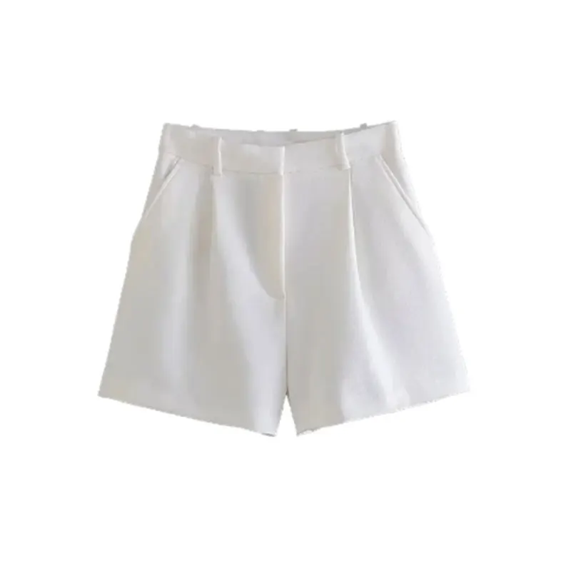 Mooyufon Women Fashion Side Pockets Front Darts Bermuda Shorts Vintage High Waist Zipper Fly Female Short Pants Mujer - Image 7