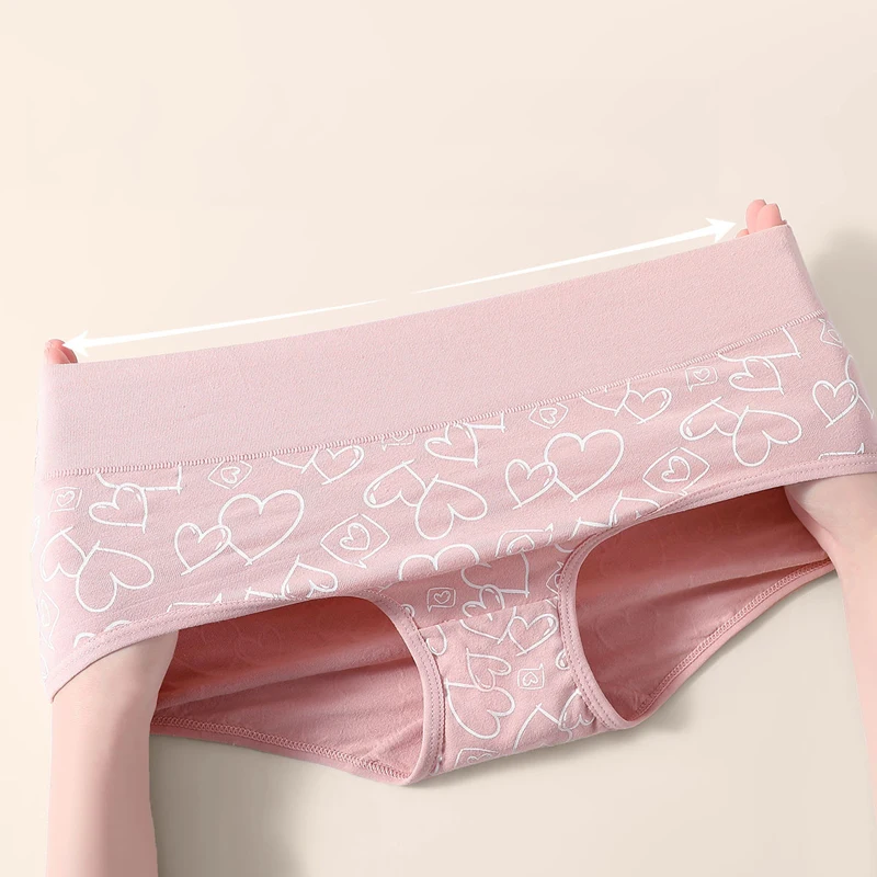 Plus Size 4Pcs Women Panties High Waist Underwear Fashion Print Girls Briefs Breathable Cotton Panty Soft Female Lingerie M-6XL - Image 4