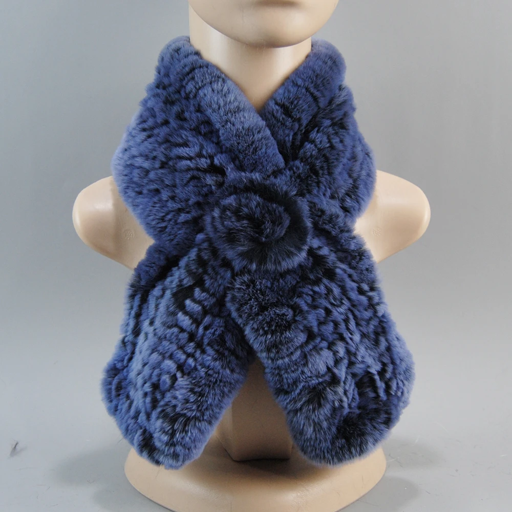 New Style Hand Knitted Real Natural Rex Rabbit Fur Scarf Women Winter Warm Rex Rabbit Fur Scarves Lady Soft Real Fur Neckerchief - Image 7