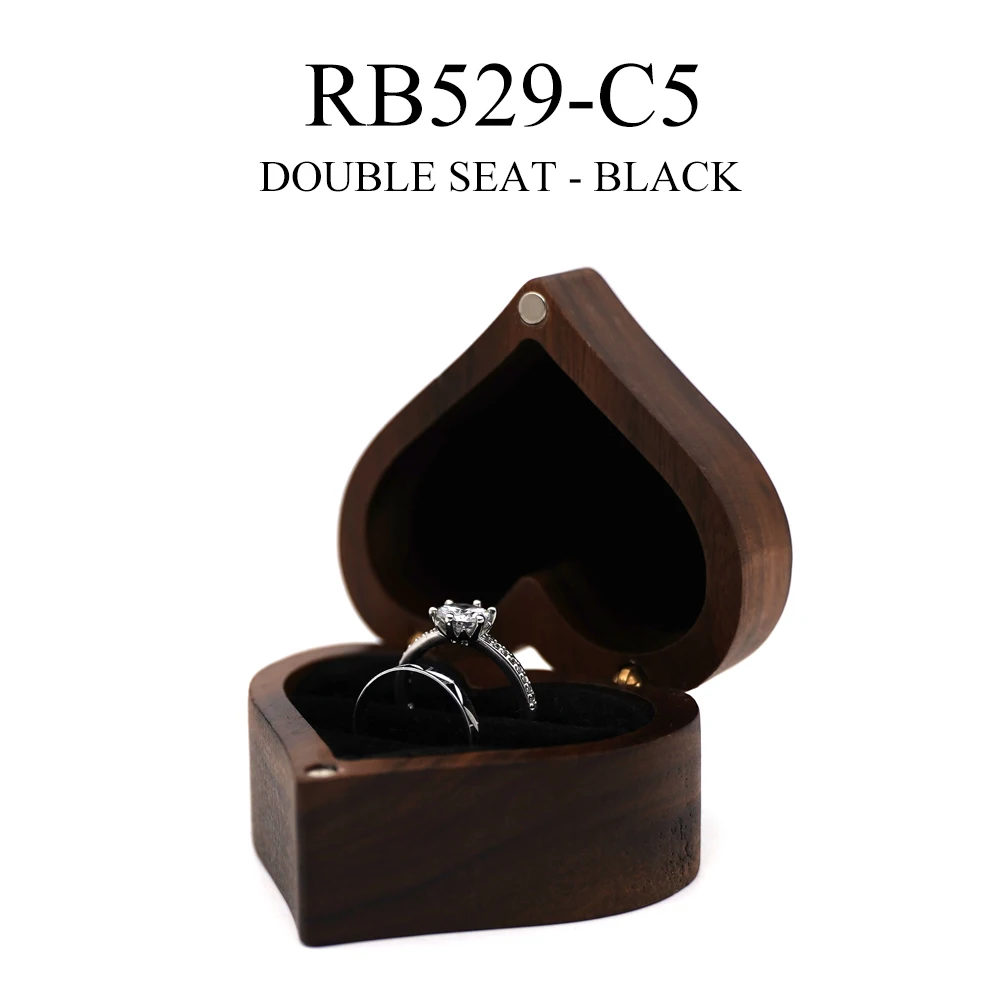 Heart-shaped Wooden Jewelry Box Proposed Jewellery Gift Case Wedding Display Jewelry Storage Organizer Earring Ring Necklace Box - Image 8
