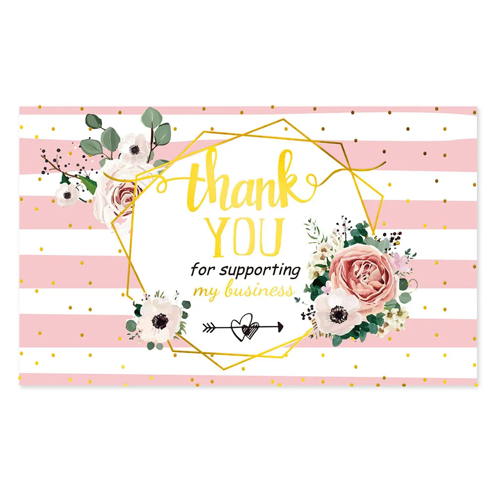 9.0x5.4cm Pink Black Foil Stamp Greeting Label Custom Thank You Cards For Small Bussiness Gift Box Decoration Packaging Supplies - Image 28