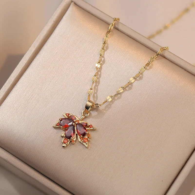 Exquisite Micro Inlaid Zircon Butterfly Tassel Necklace For Women Stainless Steel Moon Butterfly Flower Clavicle Choker Jewelry - Image 7