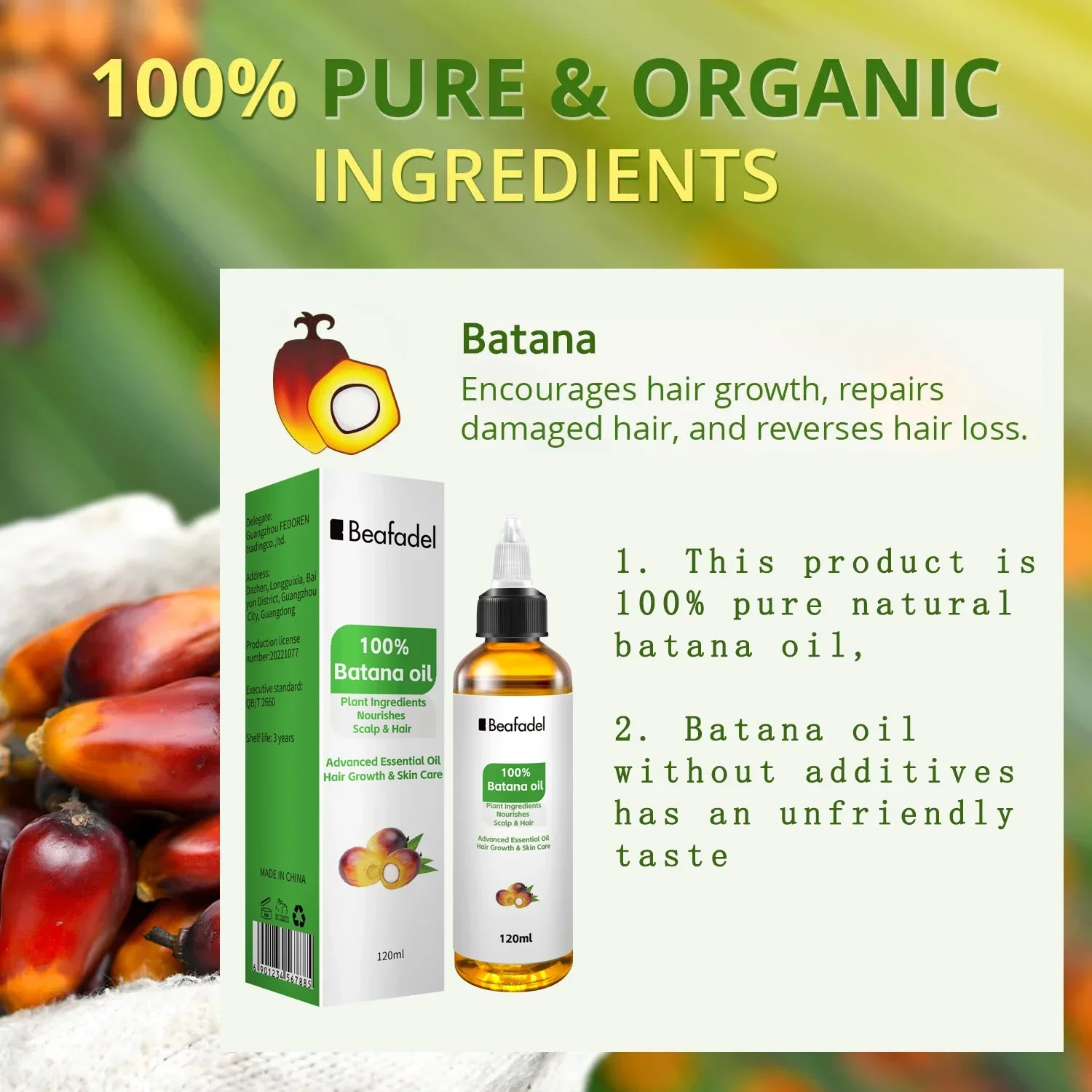 Batana Oil Hair Growth for Men Women Fast Growing Products Essential Oils Ginger Anti Hair Loss Scalp Treatment Hair Care 120ml - Image 2