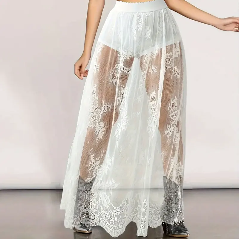 Elegant Party Evening Sexy Dress Lace Dresses for Women 2024 See Through Maxi Dress Bodycon Gothic Lolita Fashion Black Skirt - Image 3