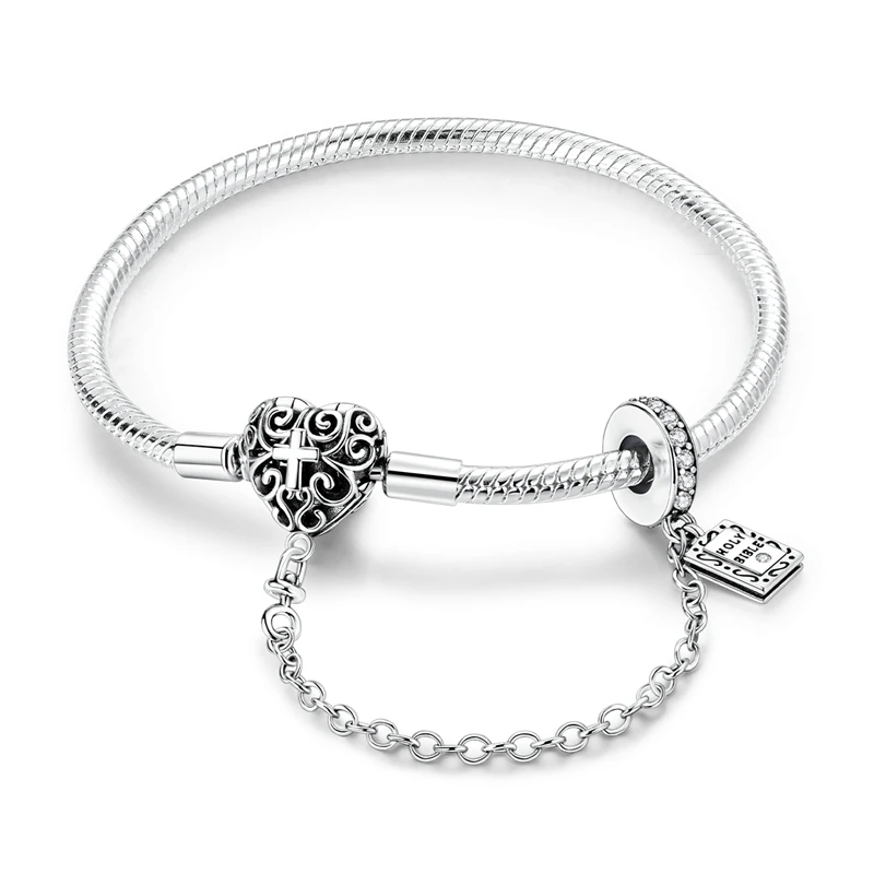 17-20CM Original 925 Sterling Silver Bracelets Clover Butterfly Cross Heart Bracelet Fit DIY Charms Beads Fashion Women Jewelry - Image 10