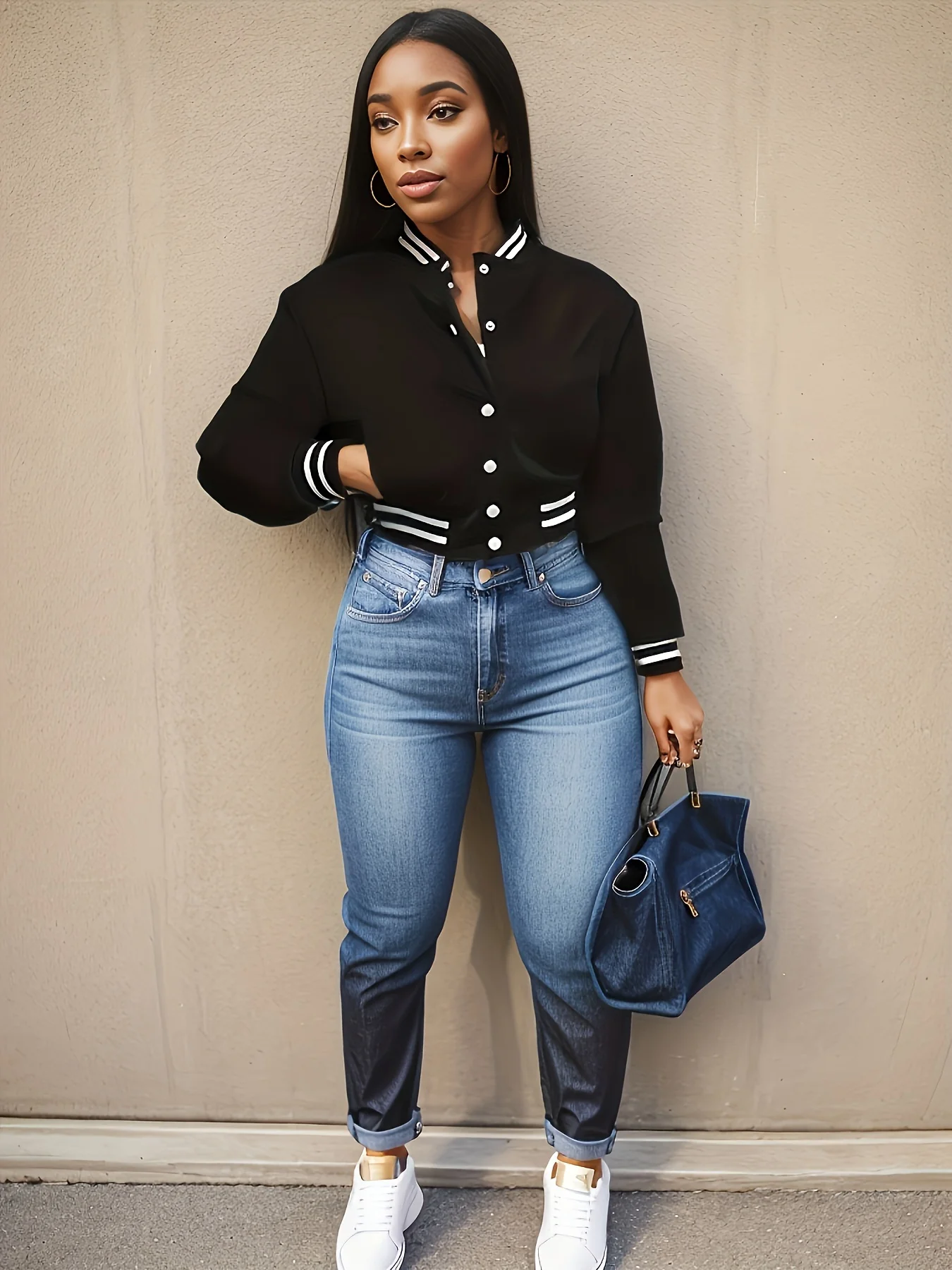 Spring and Autumn European and N Women's Pure Color Jacket Single-breasted Baseball Jacket Jacket - Image 11