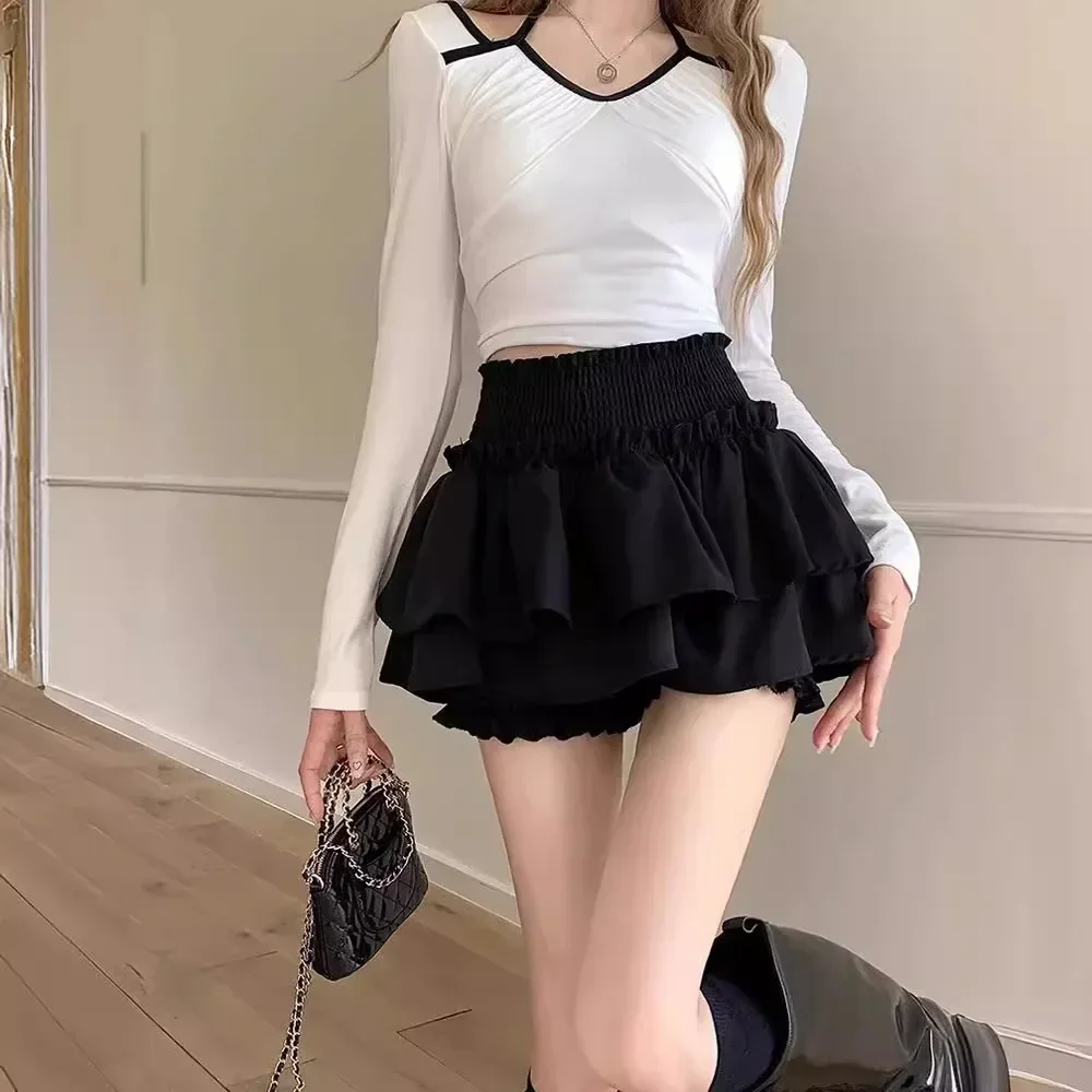 Mini Skirt Cute Sexy Balletcore Elastic High Waist Ball Gown Ruffle Patchwork Lolita Skirt Short Korean Sweet Y2K Women Clothing - Image 8