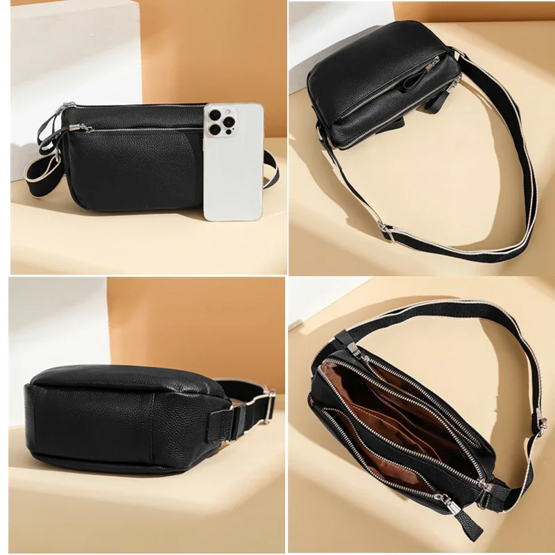 High Quality Cow Leather Handbag Multilayer Women Bag Luxury Genuine Leather Shoulder Crossbody Bag Female New Ladies Tote Sac - Image 6