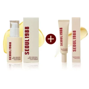 Korean SEOUL 1988 Skin Care Set - Retinol Eye Cream, Retinol Ginseng Niacinamide Facial Essence, Lightens Fine Lines Dark Circle